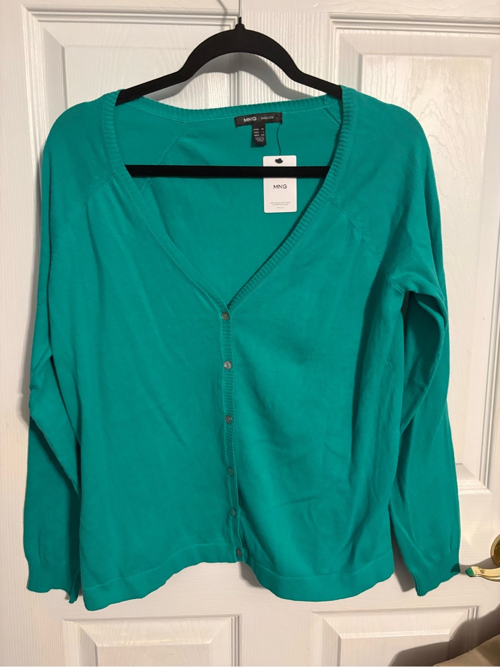 MNG basic Teal V-Neck Knit cardigan Sweater